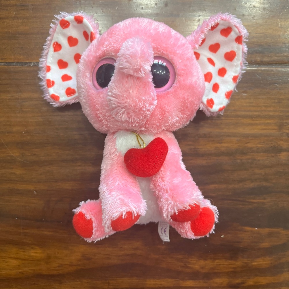 Ty Tender Elephant Pink and Red Stuffed Animal